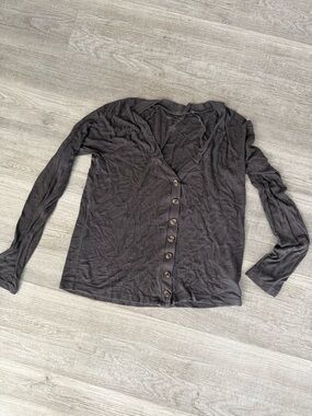 American Eagle Outfitters Black Button-Front V-Neck Cardigan